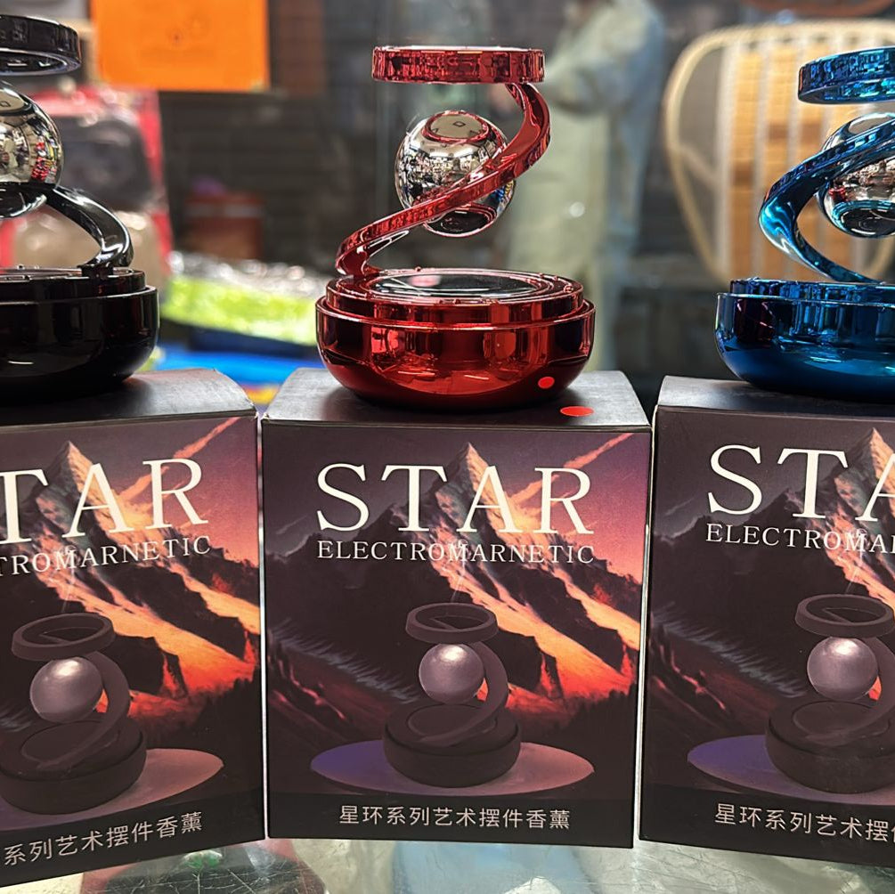 Premium Solar Rotating Car Air Freshener | Kinetic Floating Ring Dashboard Aromatherapy