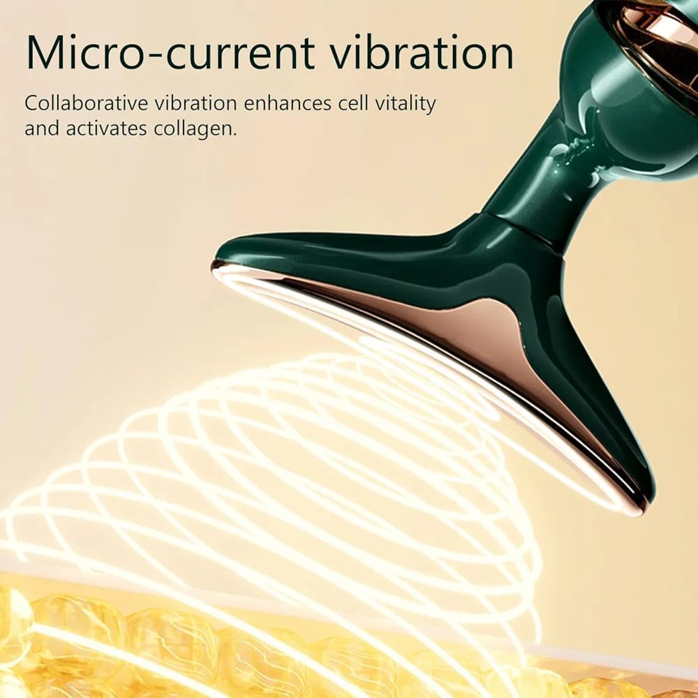 3-in-1 LED Face Slimming & Uplift Wand | Thermal Vibration Neck Massager & Wrinkle Remover for At-Home Face Lift