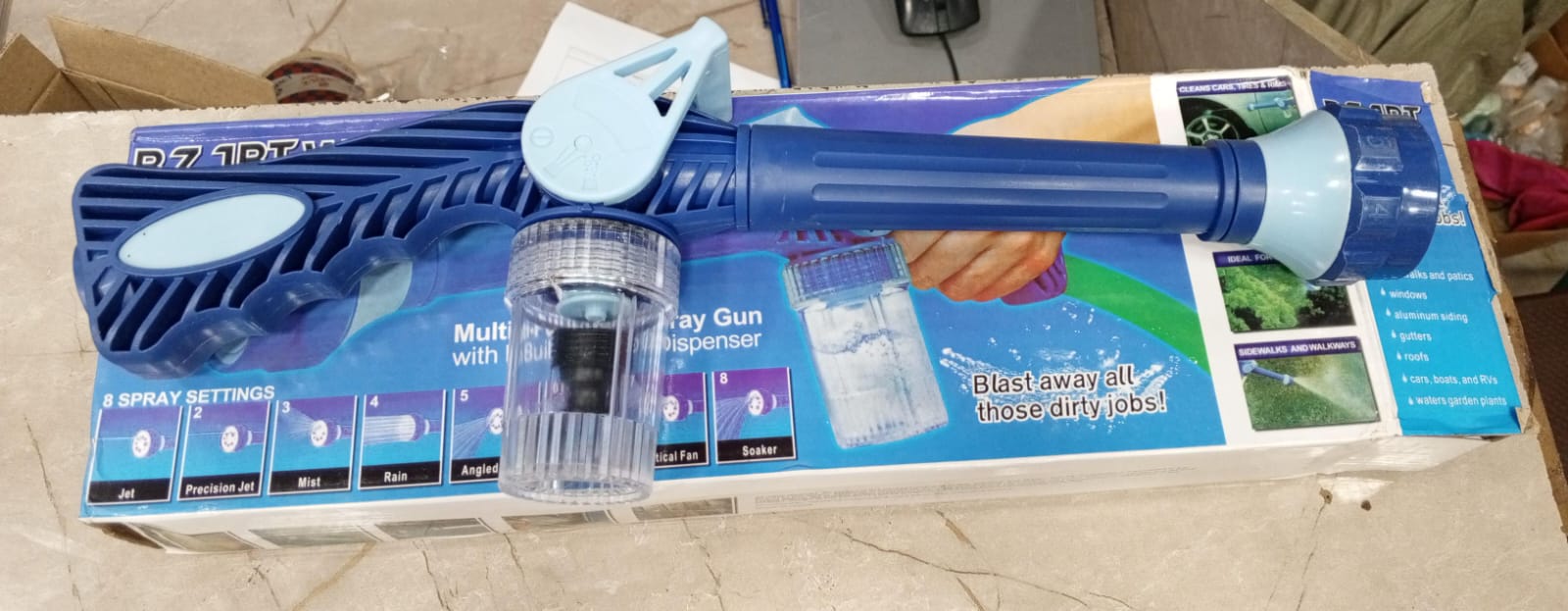 Ez Jet Water Cannon 8-in-1 Turbo Spray Gun | High Pressure Car Wash & Garden Sprayer with Soap Dispenser