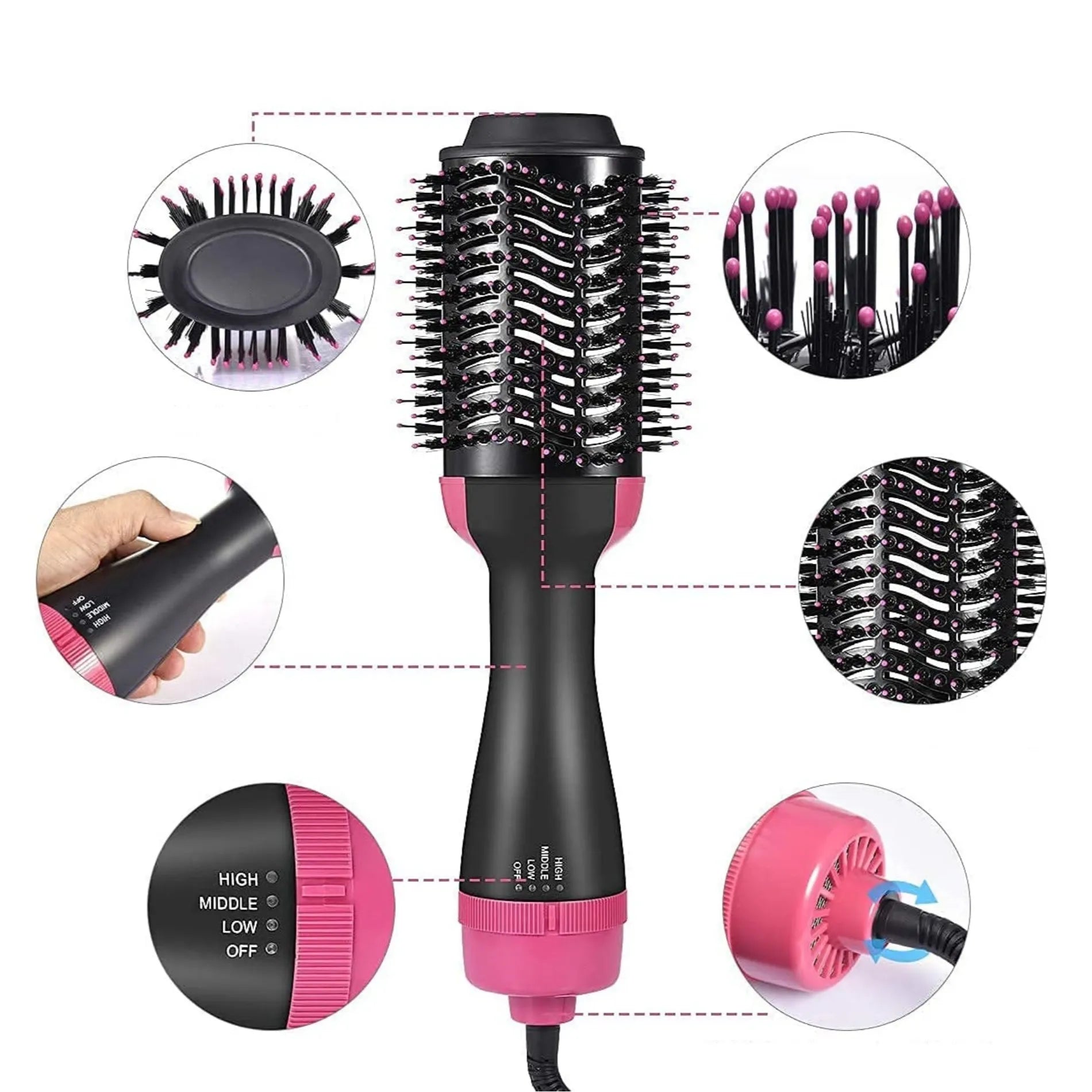 3-in-1 One Step Hair Dryer & Volumizer Brush | Hot Air Styler for Straightening & Curling (Salon Finish)