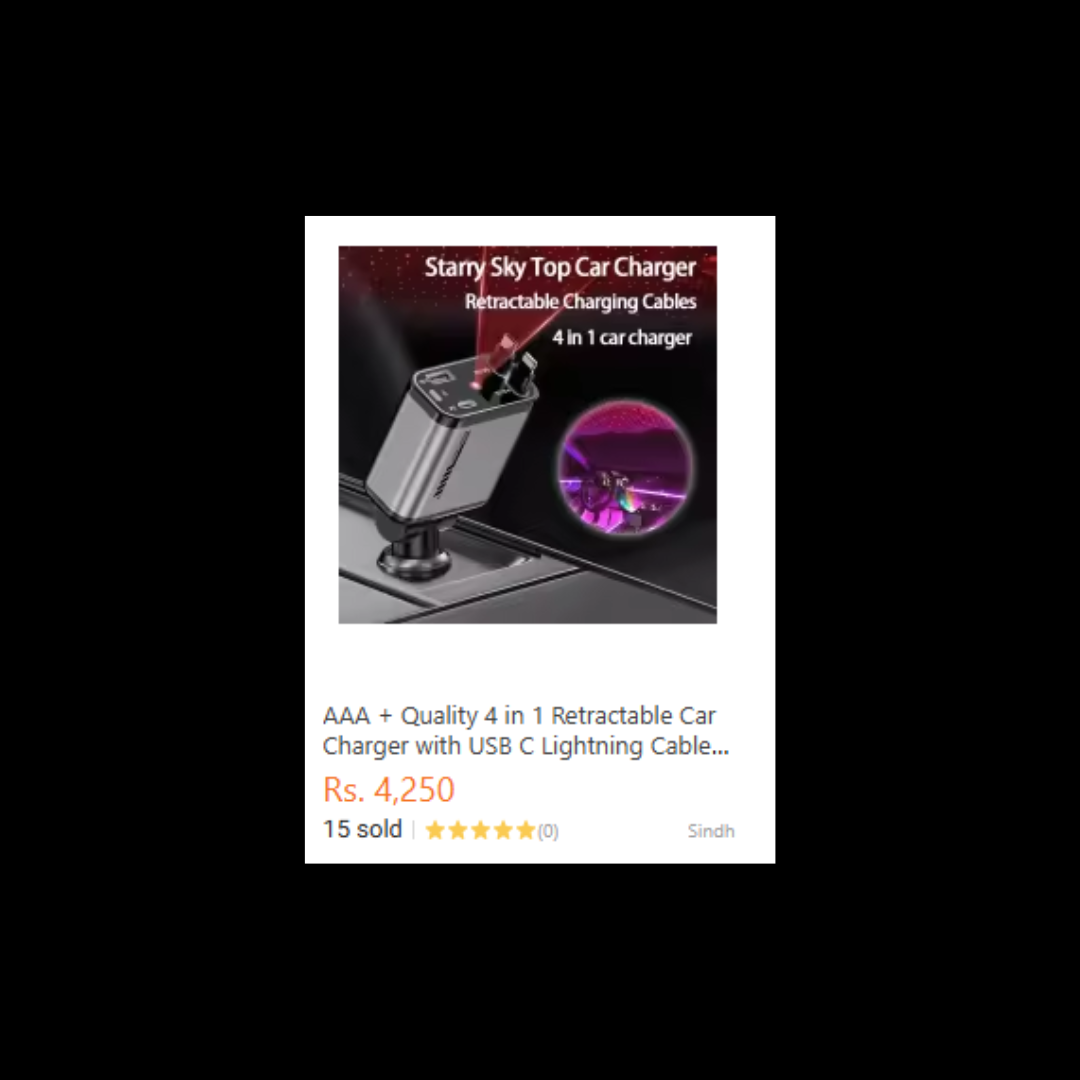 AstroCharge 4-in-1 Retractable Car Charger | Fast Charging Station with Galaxy Roof Projector Light (Universal)