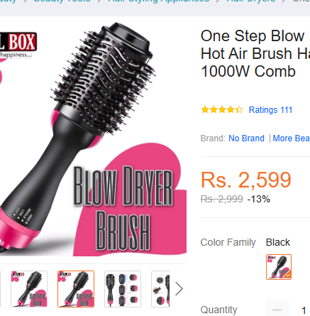 3-in-1 One Step Hair Dryer & Volumizer Brush | Hot Air Styler for Straightening & Curling (Salon Finish)