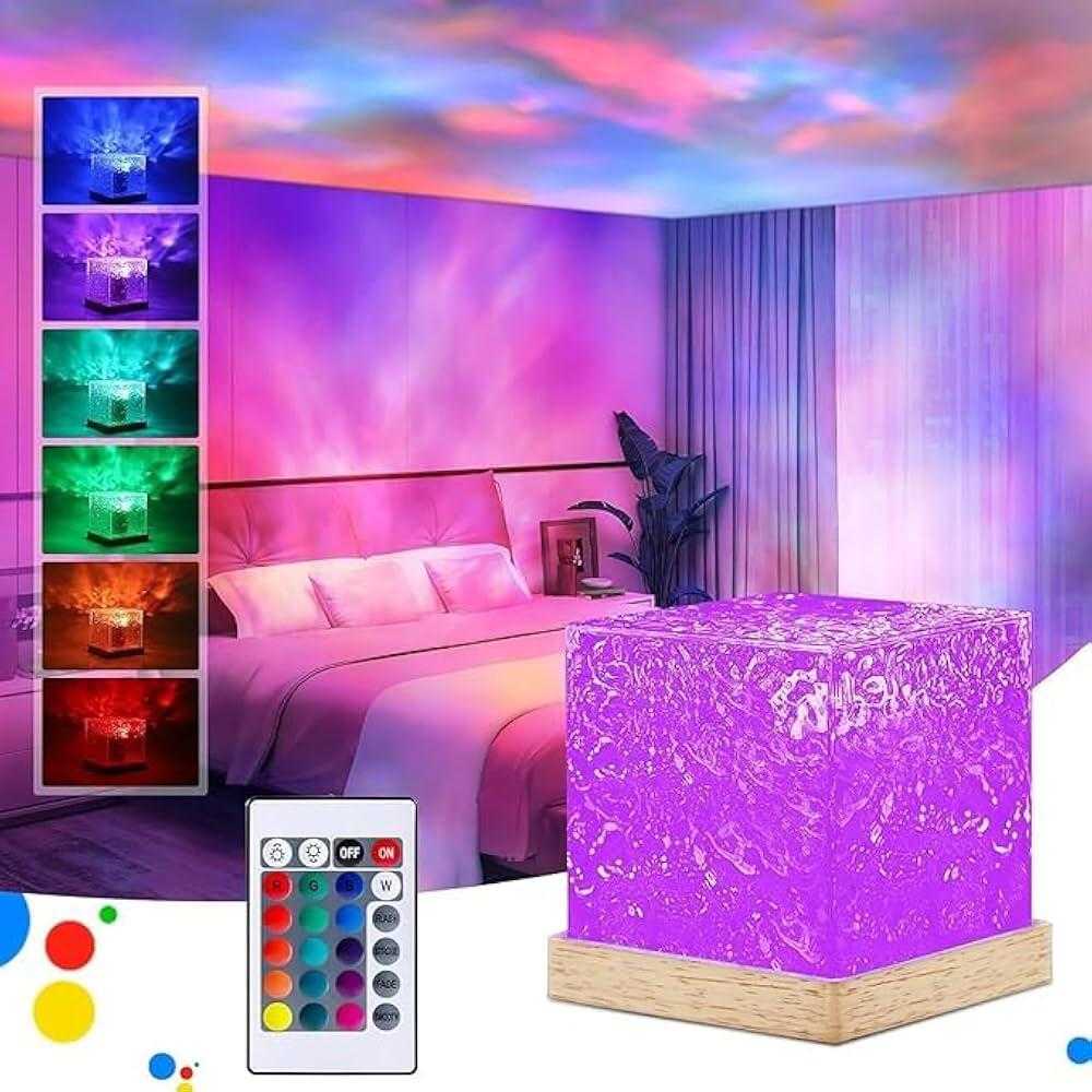 Northern Lights Ocean Wave Crystal Lamp | 12-Color Water Ripple Projector with Remote (Viral Aesthetic Light)