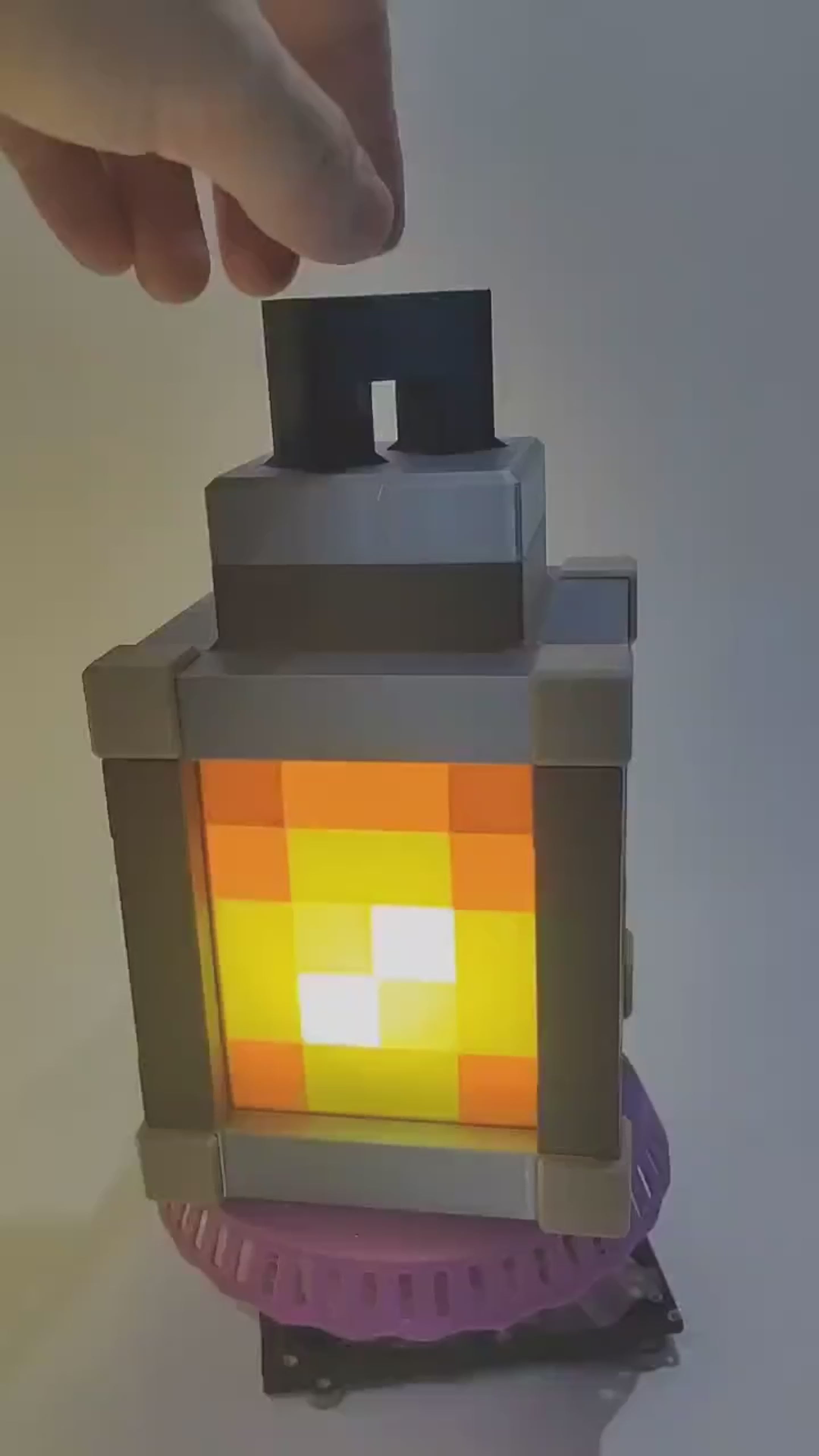 Minecraft Style Pixel Lantern Night Light | Rechargeable LED Portable Lamp (Gamer Room Decor)
