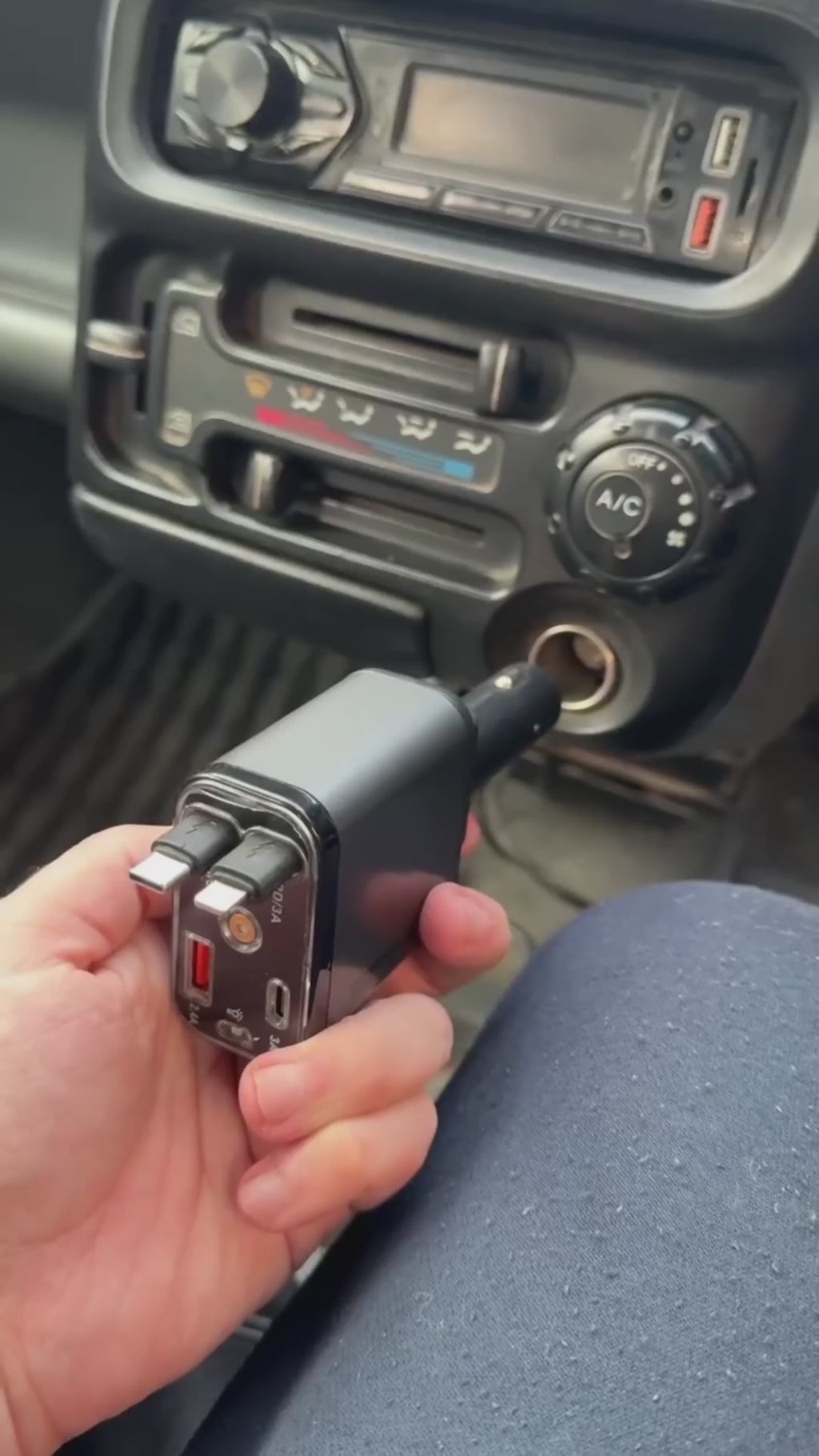 AstroCharge 4-in-1 Retractable Car Charger | Fast Charging Station with Galaxy Roof Projector Light (Universal)