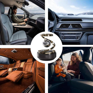 Premium Solar Rotating Car Air Freshener | Kinetic Floating Ring Dashboard Aromatherapy