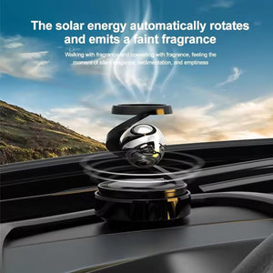 Premium Solar Rotating Car Air Freshener | Kinetic Floating Ring Dashboard Aromatherapy